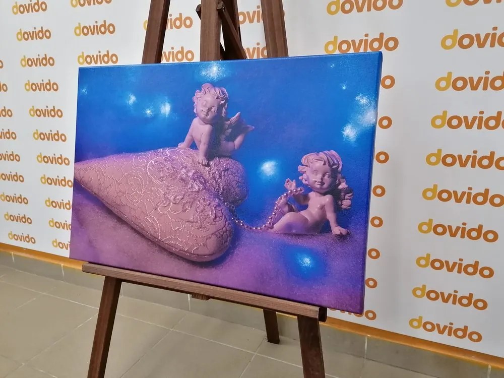 Quadro su tela – Angioletto con cuoricino