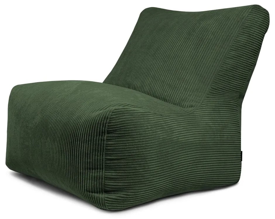 Puof a sacco verde con rivestimento in velluto a coste Seat 100 Lounge – SLOWDOWN