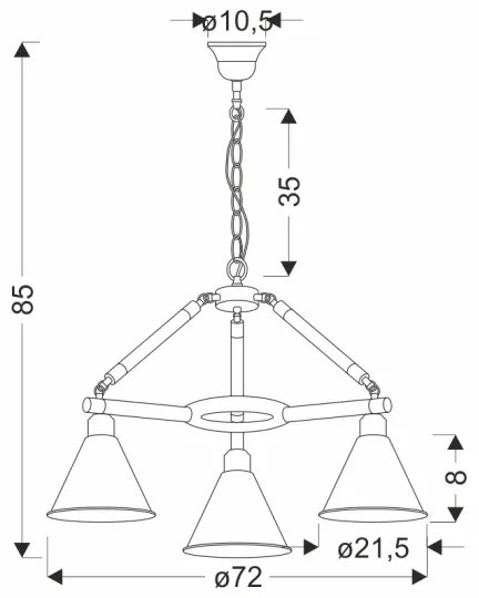 Lampadario a catena NEGRU 3xE27/40W/230V nero/marrone