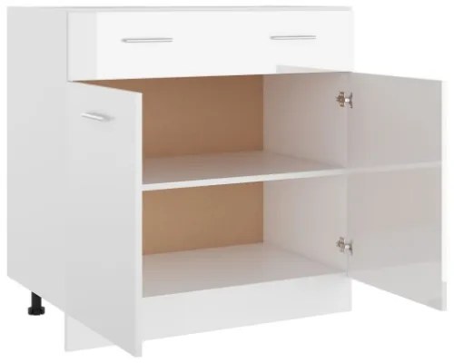 Armadio con Cassetto Bianco Lucido 80x46x81,5 cm in Truciolato