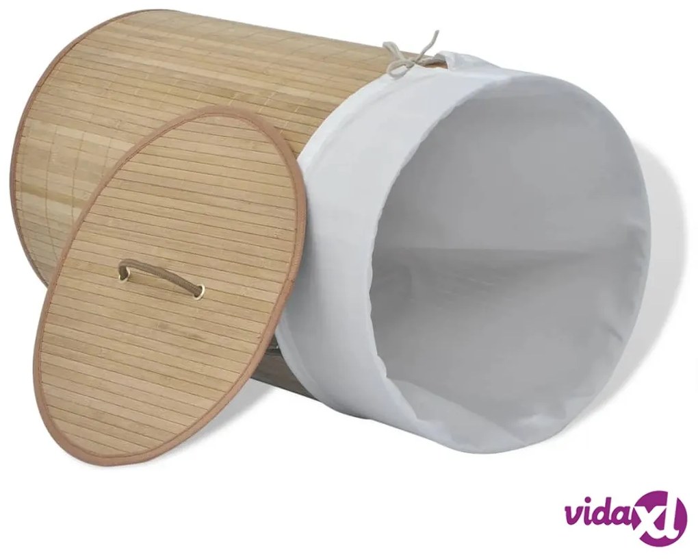 vidaXL Cesto Portabiancheria in Bambù Rotondo Colore Naturale