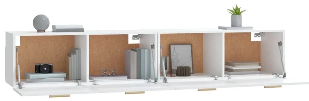 Mobili parete 2pz bianco 100x36,5x35 cm in legno multistrato