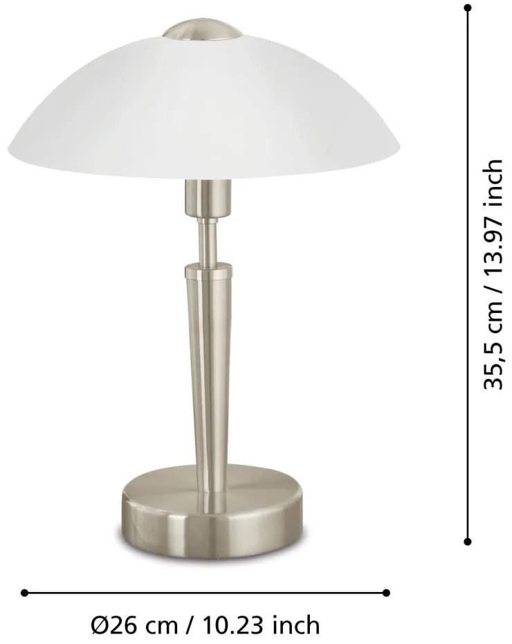 Lampada da tavolo grigia con paralume in vetro e intensità regolabile (altezza totale 35 cm) SOLO 1 – EGLO