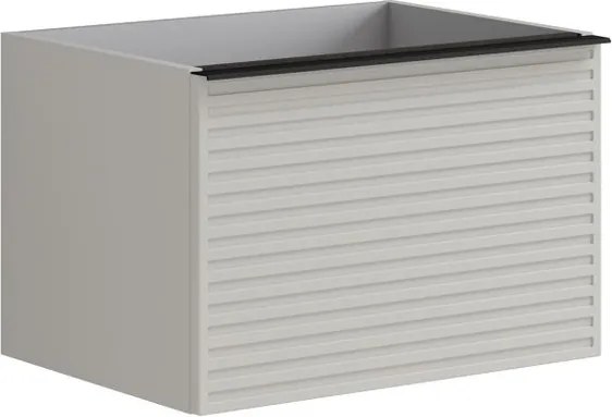 Mobile da bagno sospeso sotto lavabo Pixel stripes 2 cassetti  L 60 x H 40 x P 45.5 cm grigio pastello laccato opaco, con maniglia alluminio nero opaco