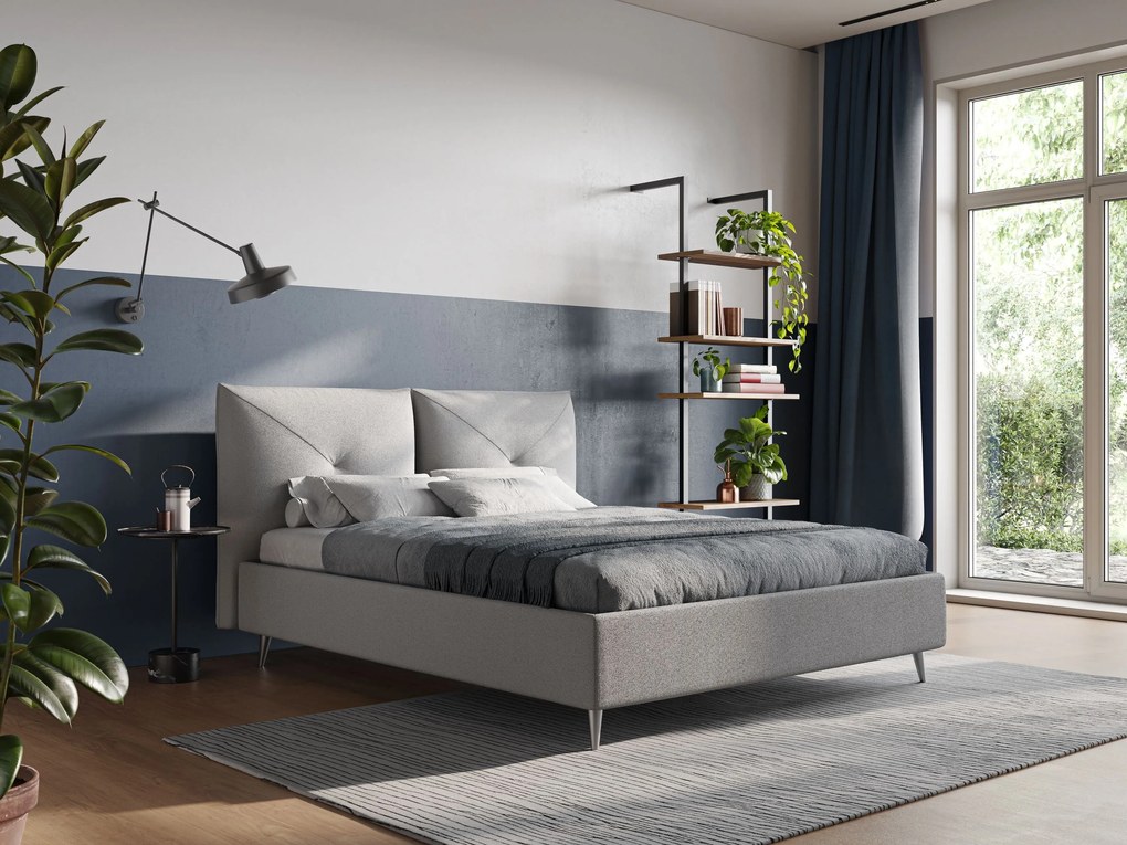 Adone letto imbottito contenitore a doppia pannellatura in bouclet impermeabile T07