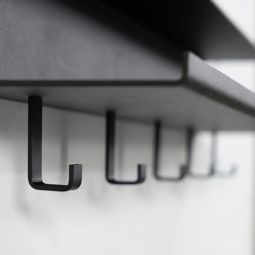 Appendiabiti da parete in metallo nero con ripiano Easy - Spinder Design