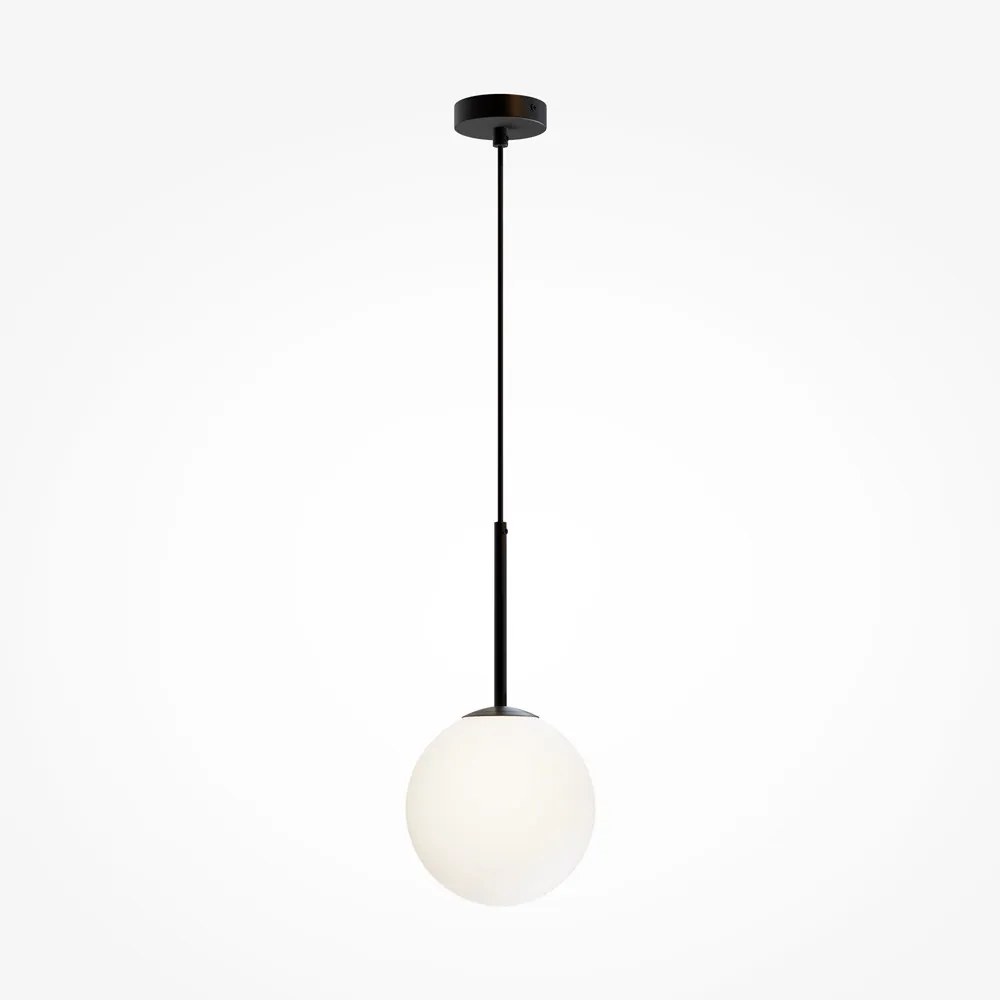 Maytoni Lampada a sospensione grande in metallo con un diffusore in vetro rotondo Basic Form - 40W NERO