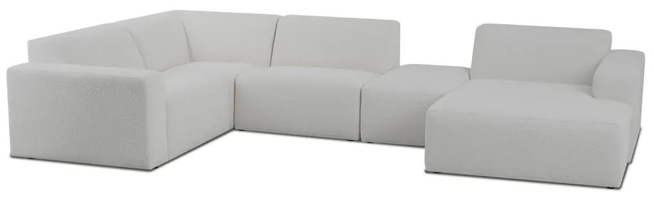 Divano angolare bianco in tessuto bouclé (a U) Roxy - Scandic