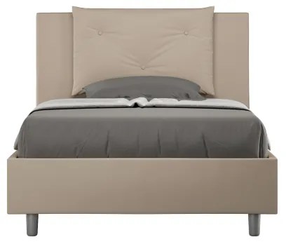 Letto una piazza e mezza senza rete imbottito 120x190 similpelle tortora Appia