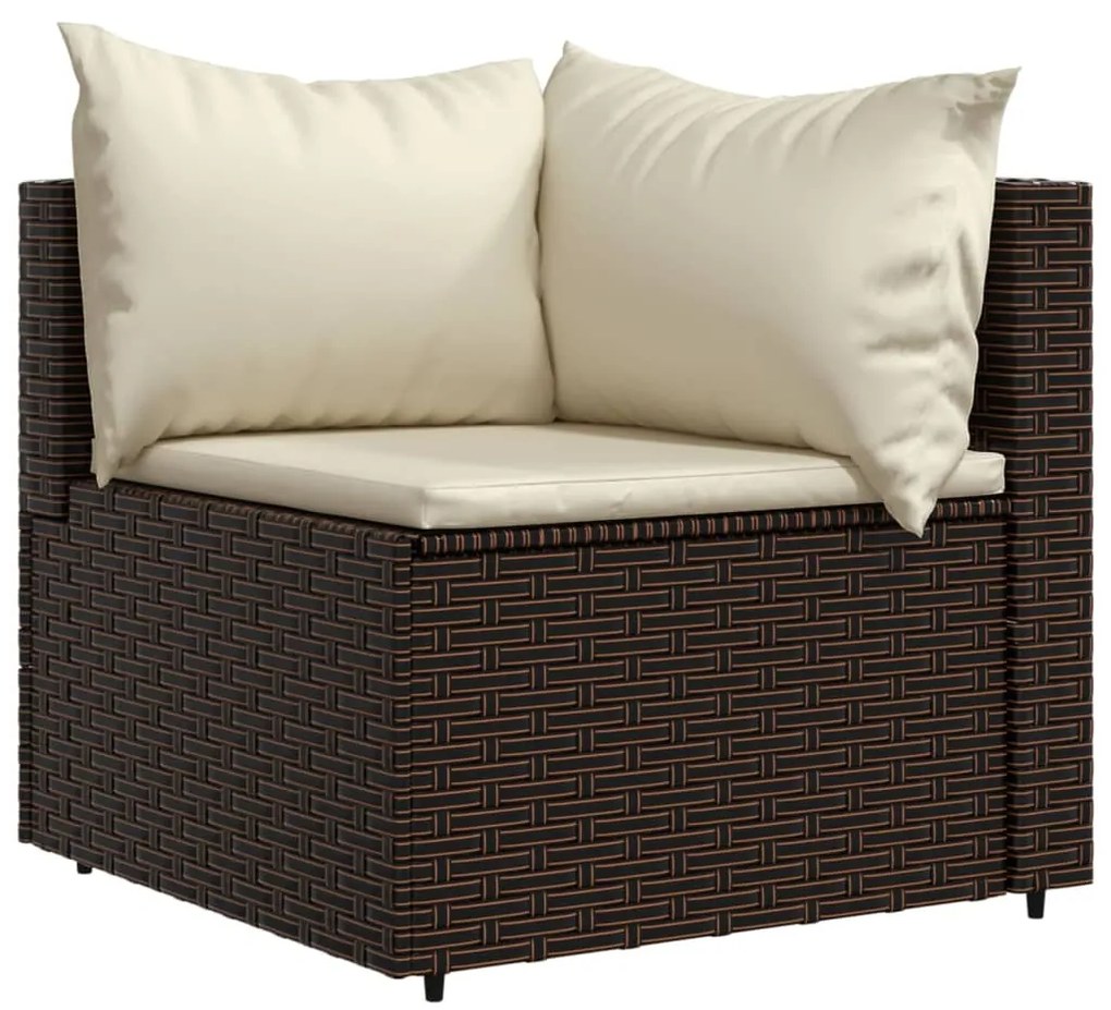 Set Mobili da Giardino 3 pz con Cuscini in Polyrattan Marrone