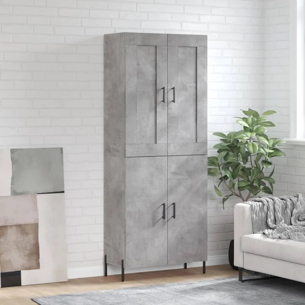 Credenza grigio cemento 69,5x34x180 cm in legno multistrato