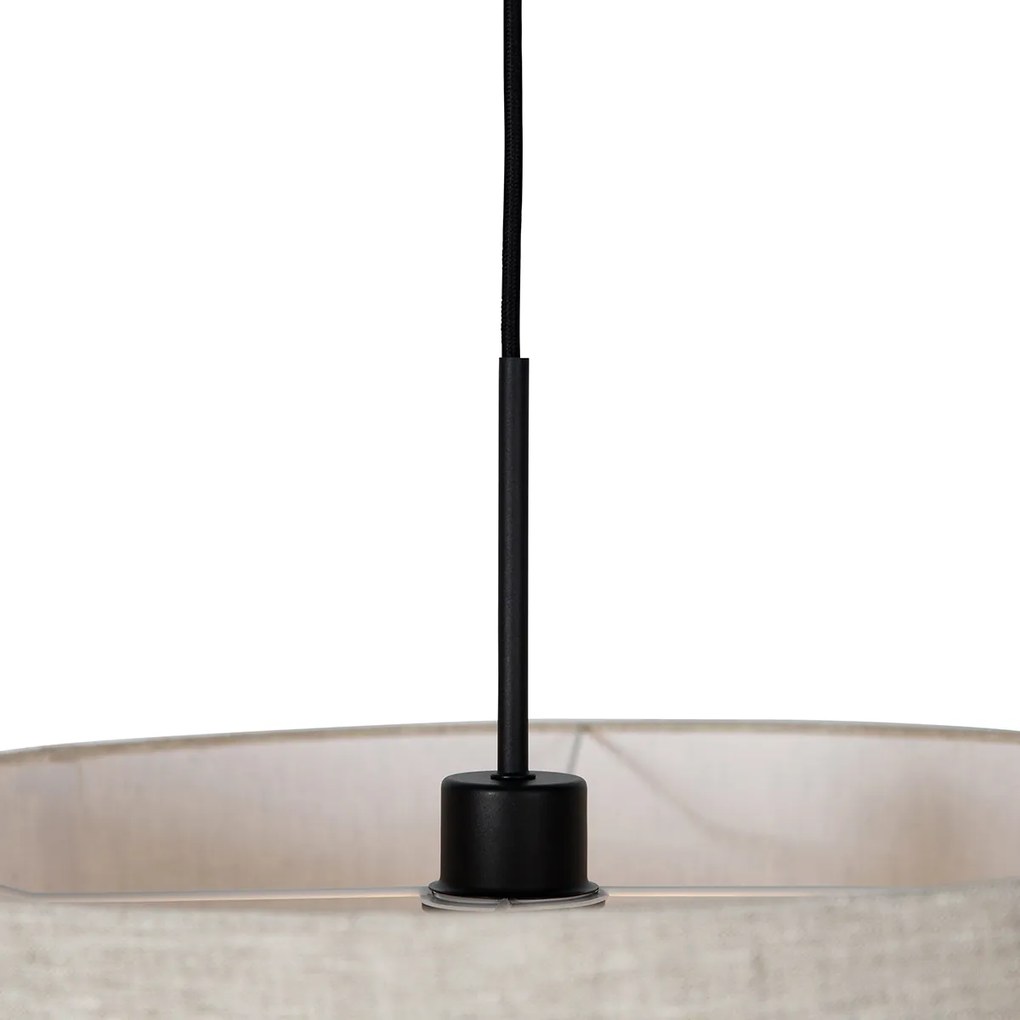 Lampada a sospensione rustica nera con paralume beige 50 cm - Combi 1