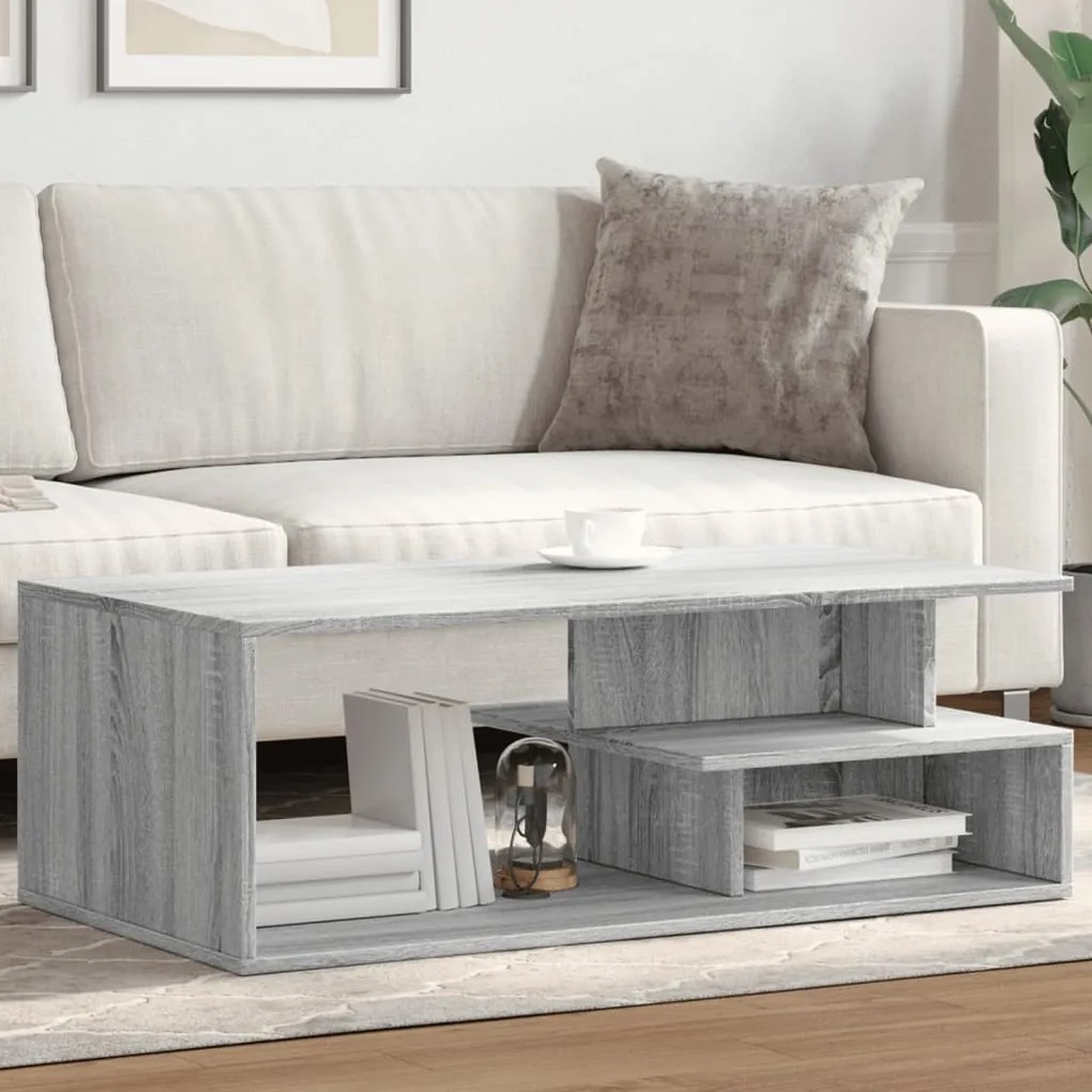 Tavolino da salotto grigio sonoma 102x55x35cm legno multistrato