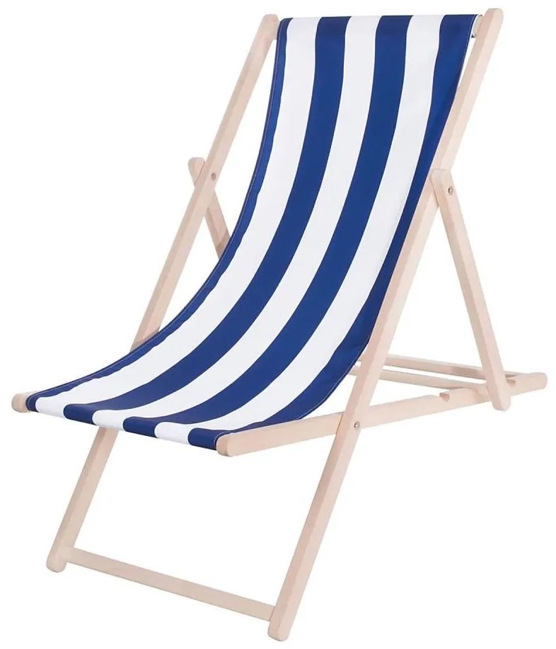 Lettino da giardino blu/bianco/faggio