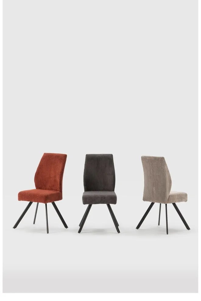 Set di 2 sedie da pranzo in velluto a coste grigio chiaro Anibal - Marckeric