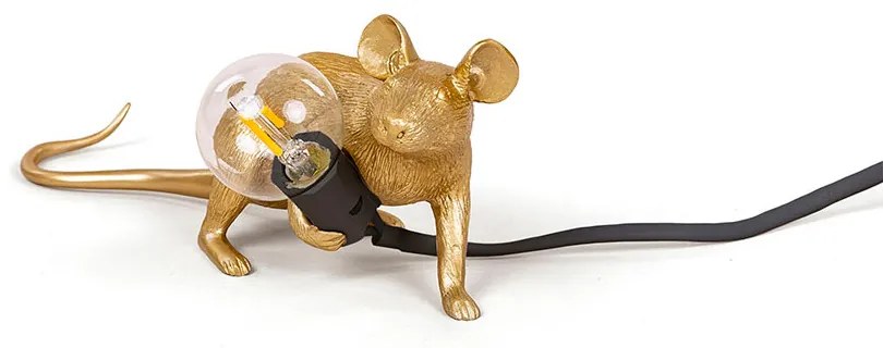 Seletti - Mouse Lamp Lop Lying Down Lampada da Tavolo Oro Seletti