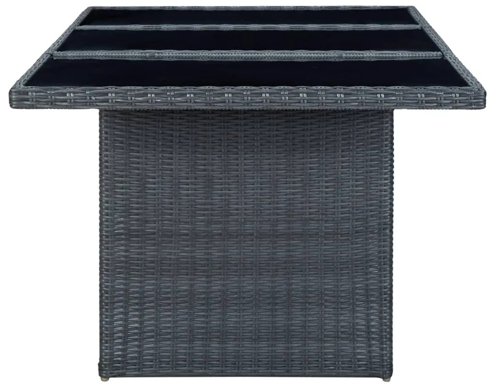 Set Pranzo da Giardino 7 pz con Cuscini Polyrattan Grigio Scuro