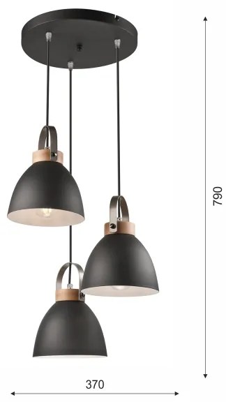 Lampadario a sospensione DANIELLE 3xE27/60W/230V su cavo