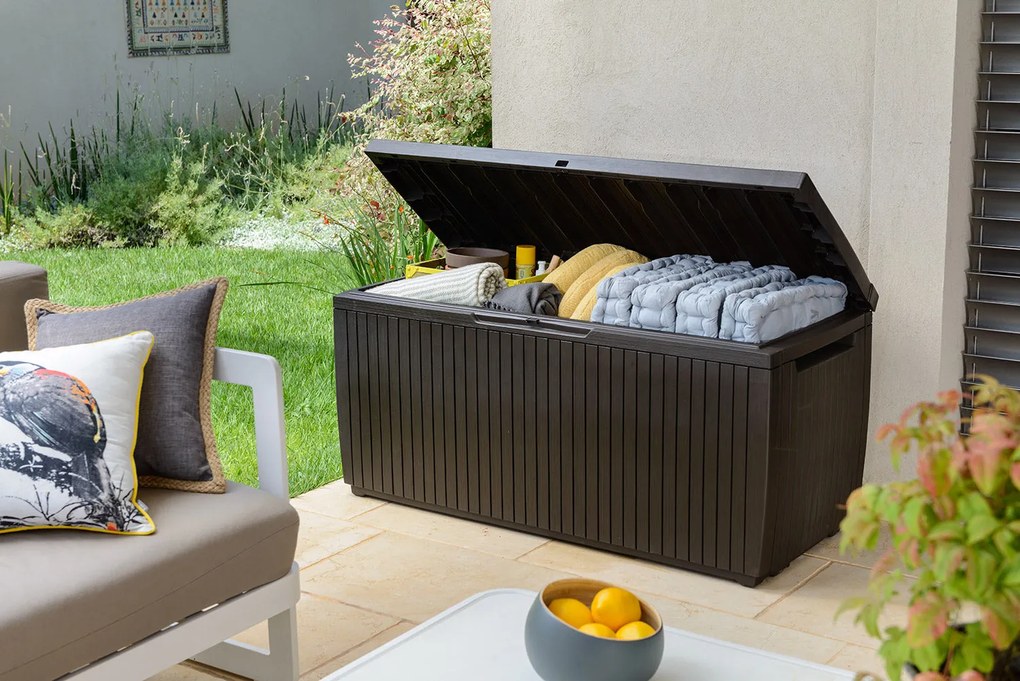 Baule Cassapanca da Esterno 123x57x54 cm in Resina Keter Springwood Marrone...