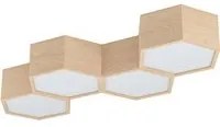 Plafoniera Industrial Mirlas 4 Luci Legno Marrone