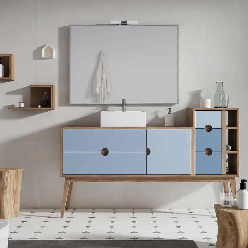 Mobile da bagno sotto lavabo VISOBATH marrone L 170 x H 48 x P 45 cm, lavabo non incluso