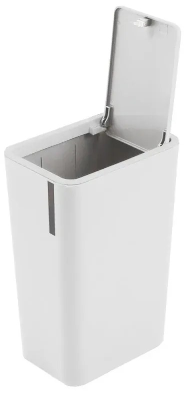 Cestino bagno da 8 litri in plastica bianca con coperchio Push