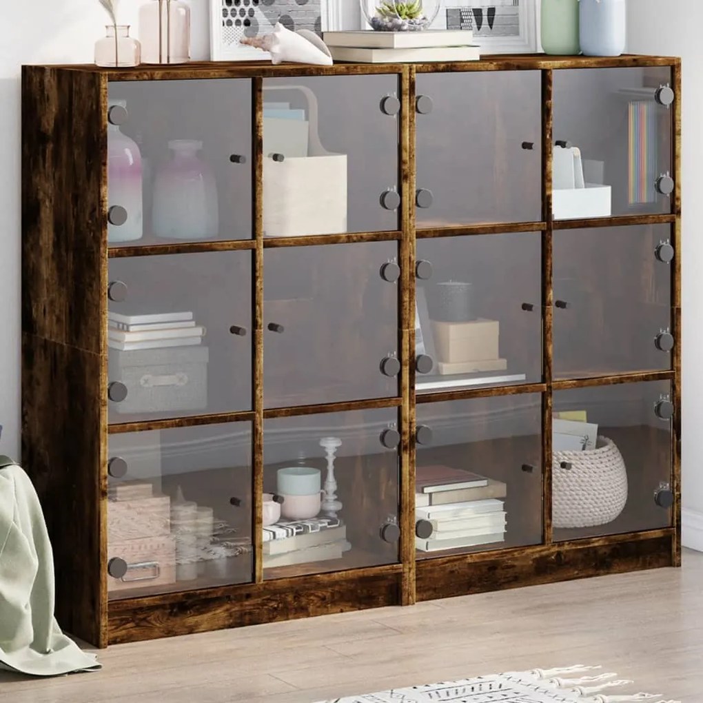 Libreria ante rovere fumo 136x37x109 cm in legno multistrato