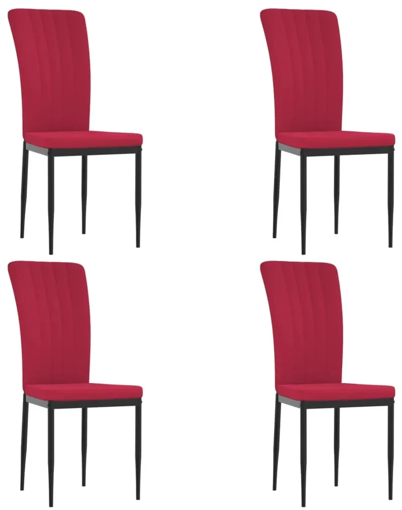 Sedie da pranzo 4 pz rosso vino in velluto