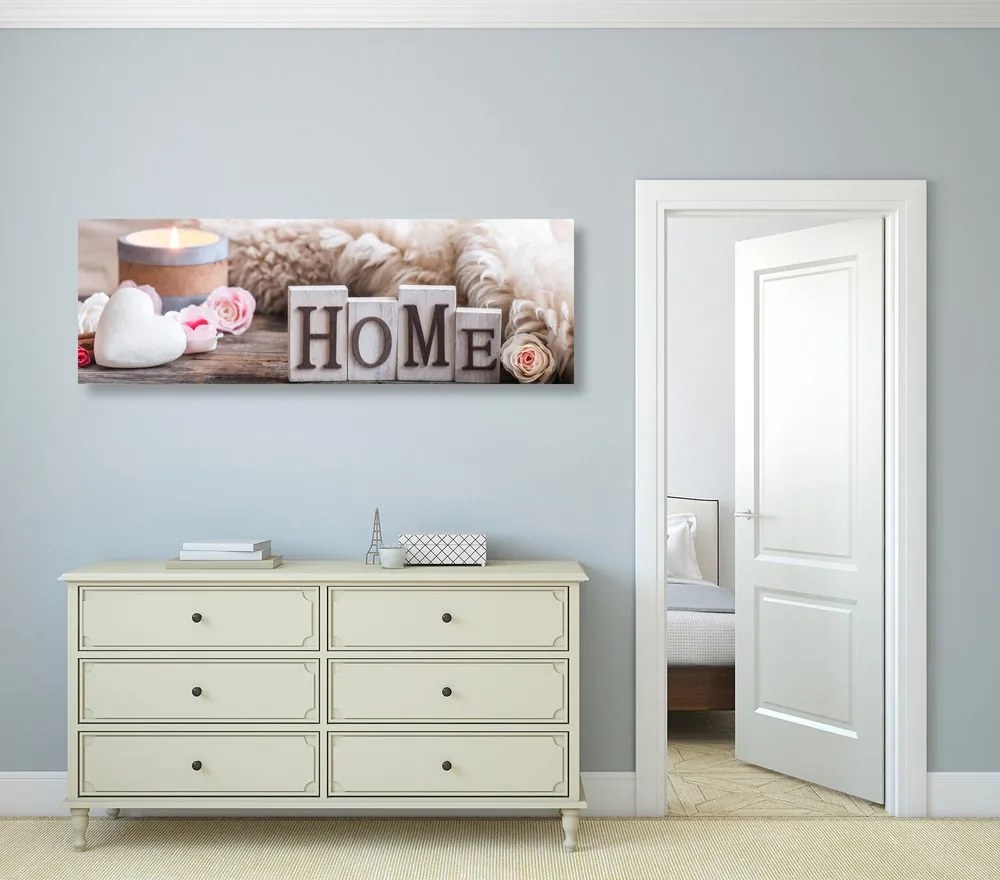 Stampa su tela – Natura morta con scritta Home