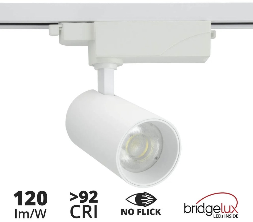 Faro LED 20W Monofase 60° 120lm/W CRI92 no Flickering - BRIDGELUX LED Colore Bianco Caldo 2.700K