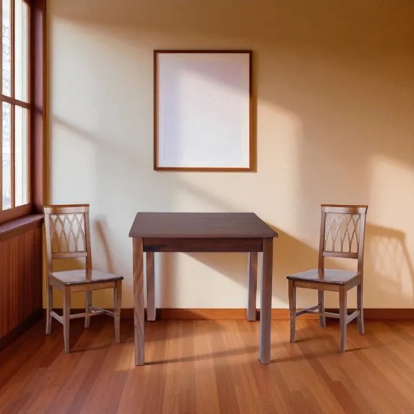 Tavolo fisso in legno con gamba quadrata RISTORANTE misura 80x80 NOCE