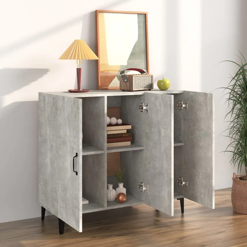 Credenza grigio cemento 90x34x80 cm in legno multistrato