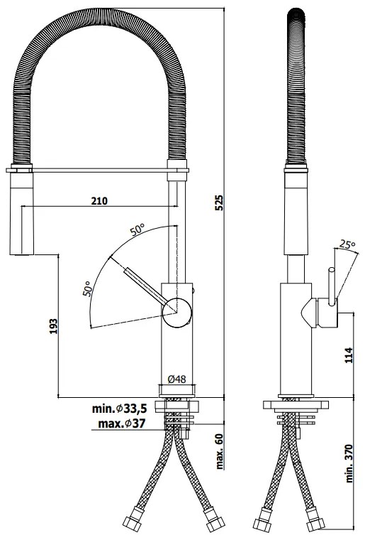 Paffoni Light Lig179CRNO Miscelatore lavello monoforo con canna orientabile Cromo Nero Opaco