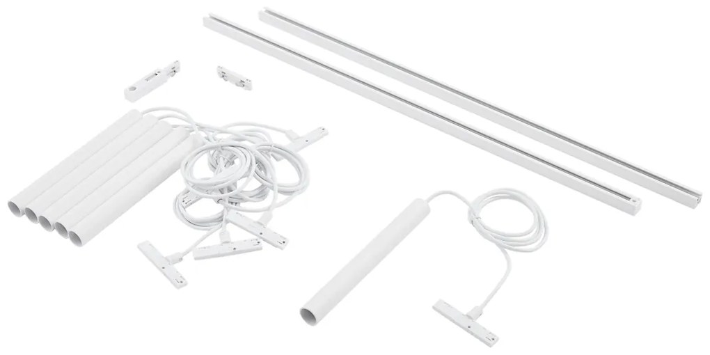 Sistema di illuminazione su binario moderno con 6 luci a sospensione bianche monofase - Slimline Keno