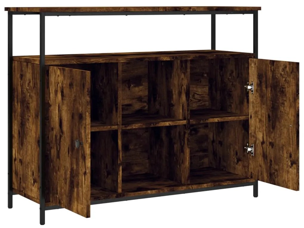 Credenza rovere fumo 100x35x80 cm in legno multistrato