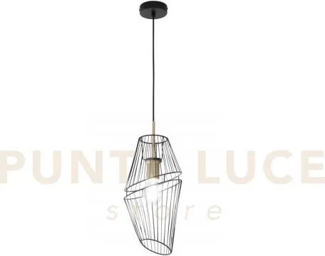 Lampadario a sospensione kiko nera e oro 1 luce attacco e27 20x20x1...