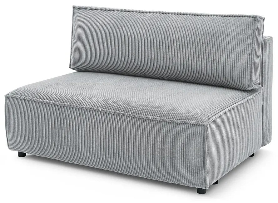 Modulo divano in velluto a coste grigio chiaro, pezzo centrale Nihad modular - Bobochic Paris