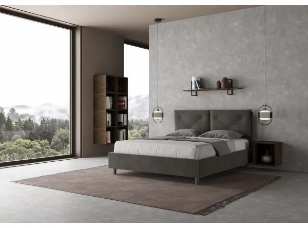 Letto contenitore da 160x190 in microfibra grigio Appia
