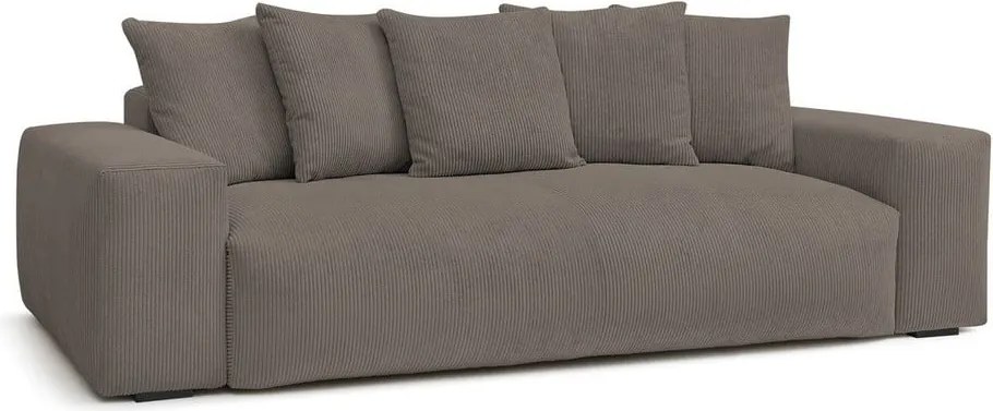 Divano grigio/marrone con rivestimento in velluto a coste 280 cm Voltaire – Bobochic Paris