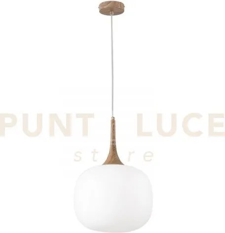 Lampadario a sospensione jaipur bianca e finto legno e vetro 1 luce...