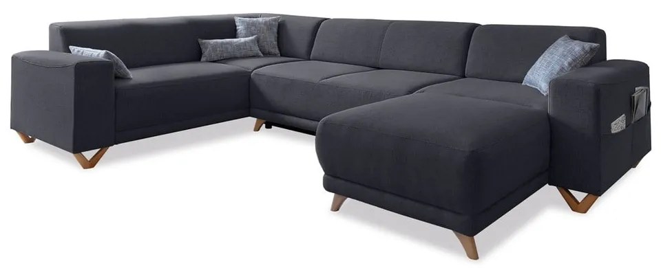 Divano angolare color antracite allungabile e con contenitore (penisola a sinistra/a U) Classy Sophie – Miuform