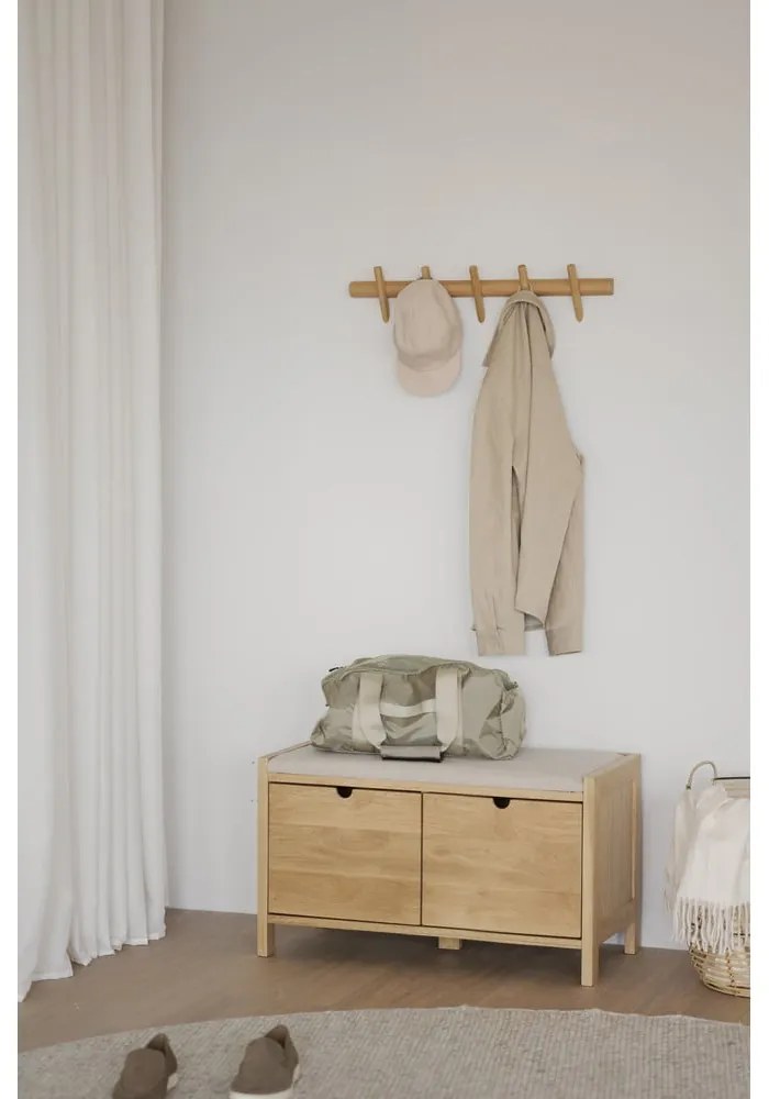 Appendiabiti da parete in legno di quercia in colore naturale Hillmond - Rowico