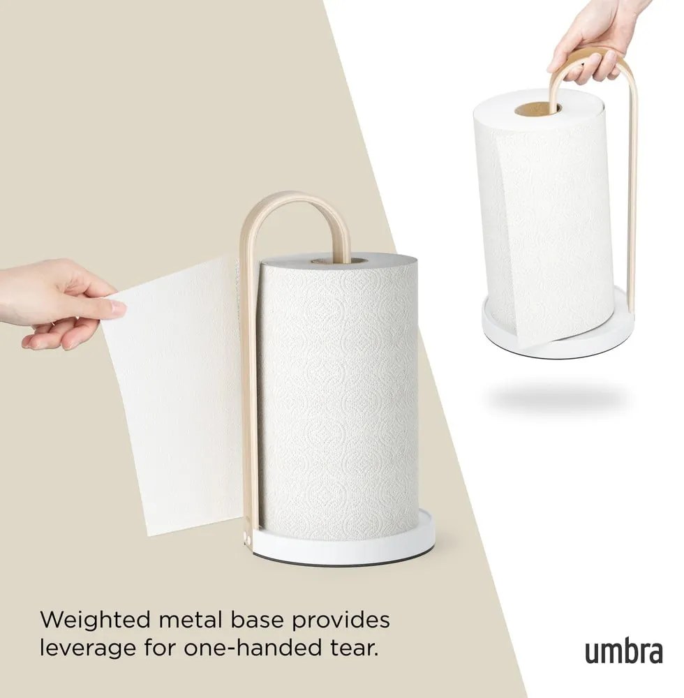 Portarotolo da cucina verticale in legno bianco ø 17 cm Bellwood – Umbra