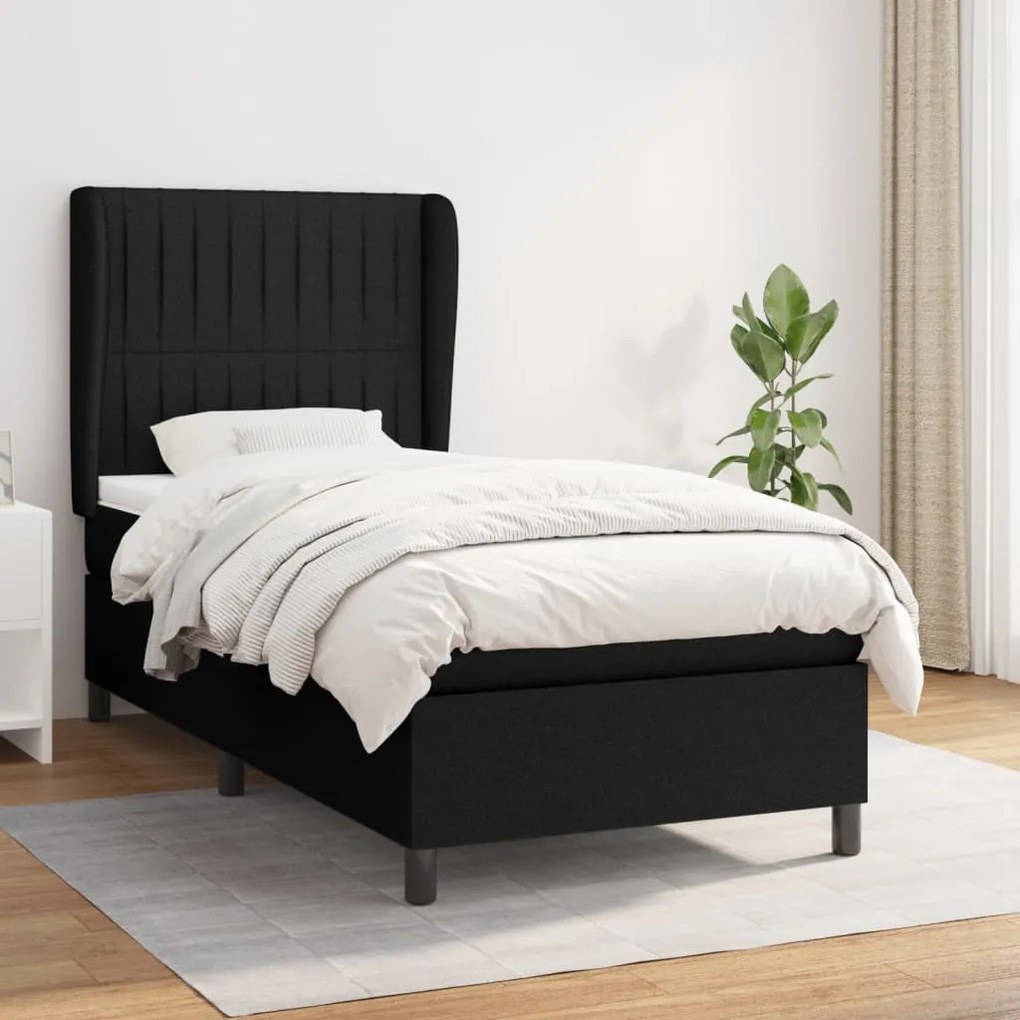 Giroletto A Molle Con Materasso Nero 90x190 Cm İn Tessuto /