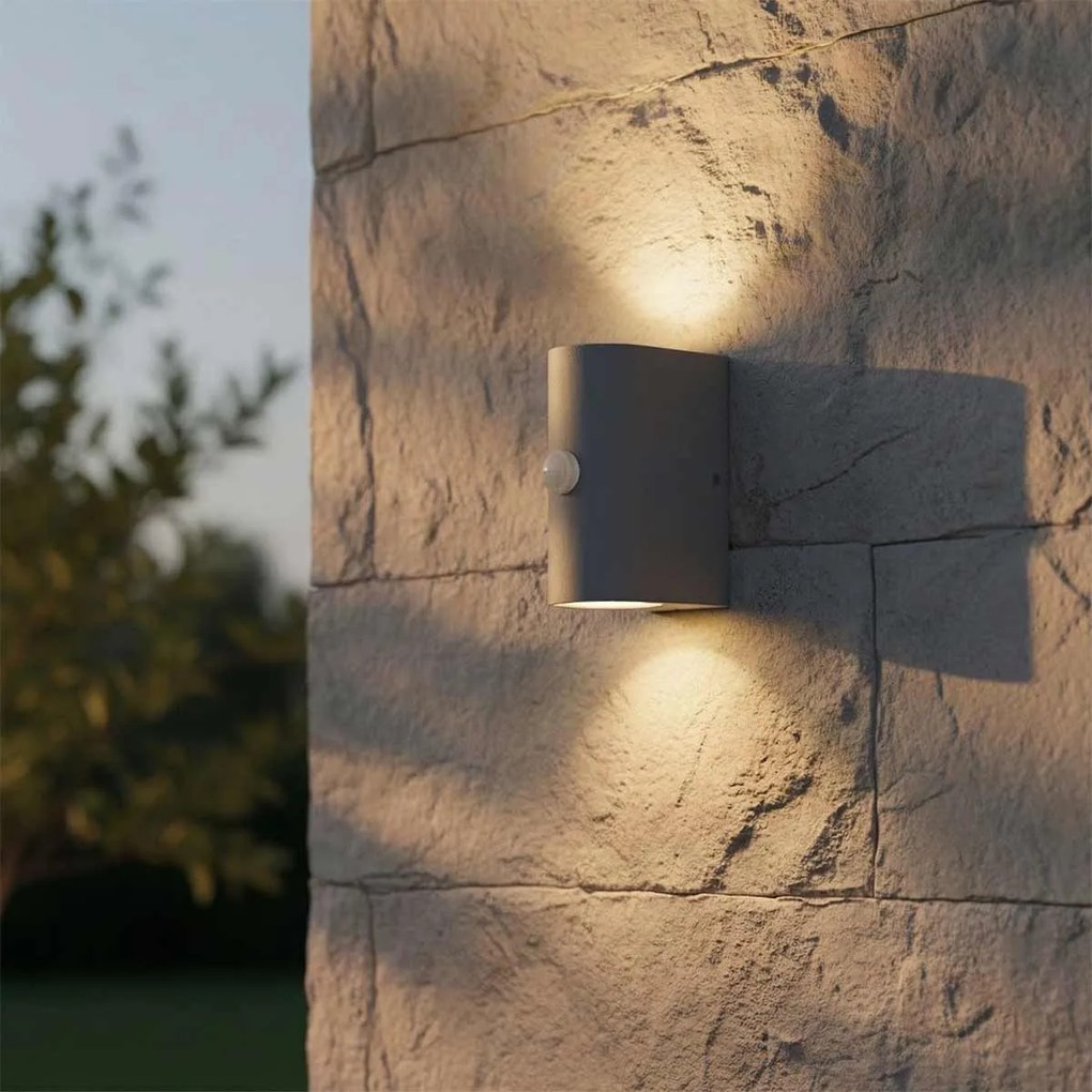 Applique Stondata 2xGU10 con Sensore di Movimento IP65 - Grigia