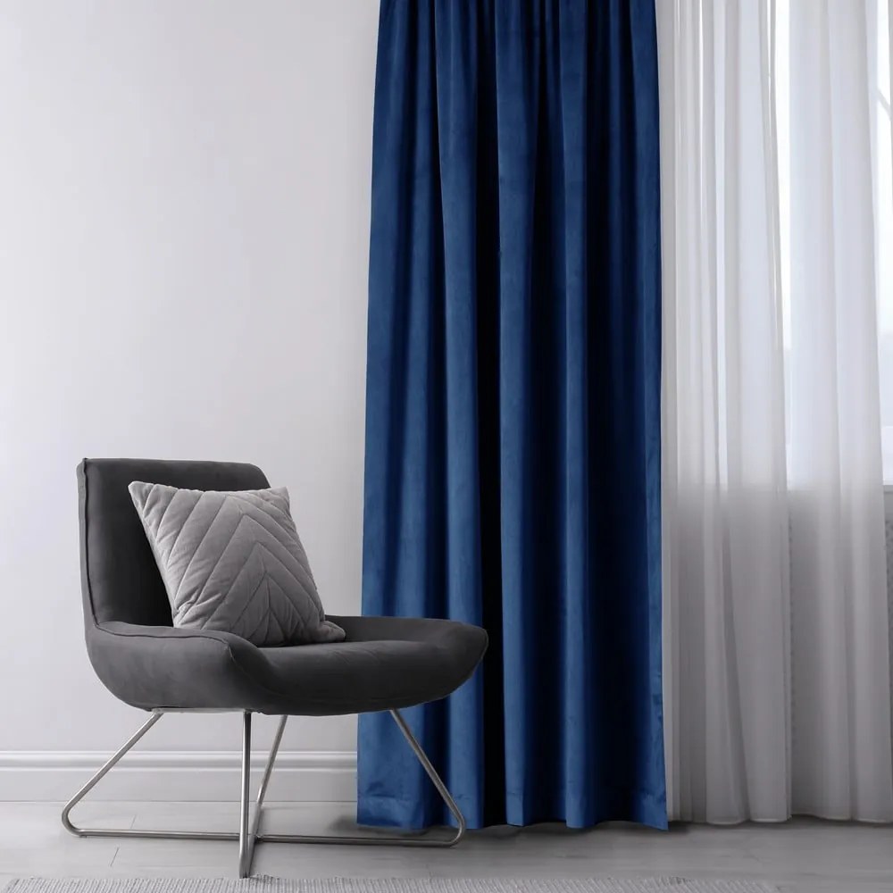 Tenda parzialmente oscurante blu scuro in velluto 140x245 cm Eyelets – Restilo