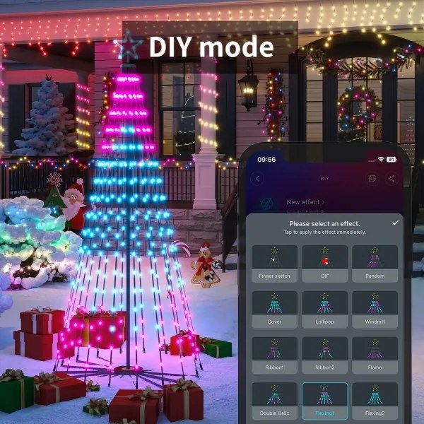 Govee-LED RGBIC Albero di Natale con stella LED/15W/230V IP65 1,8m Matter Wi-Fi