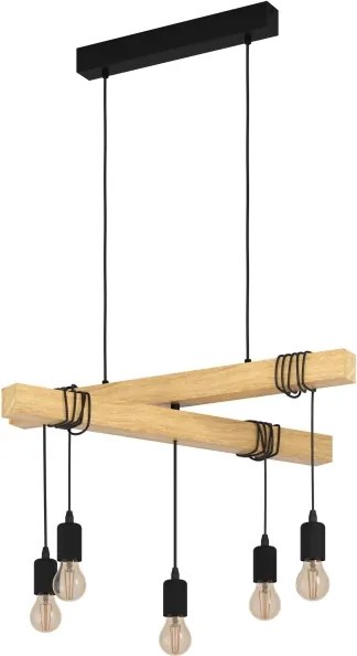 Eglo 43629 - Lampadario su corda TOWNSHEND 5xE27/60W/230V