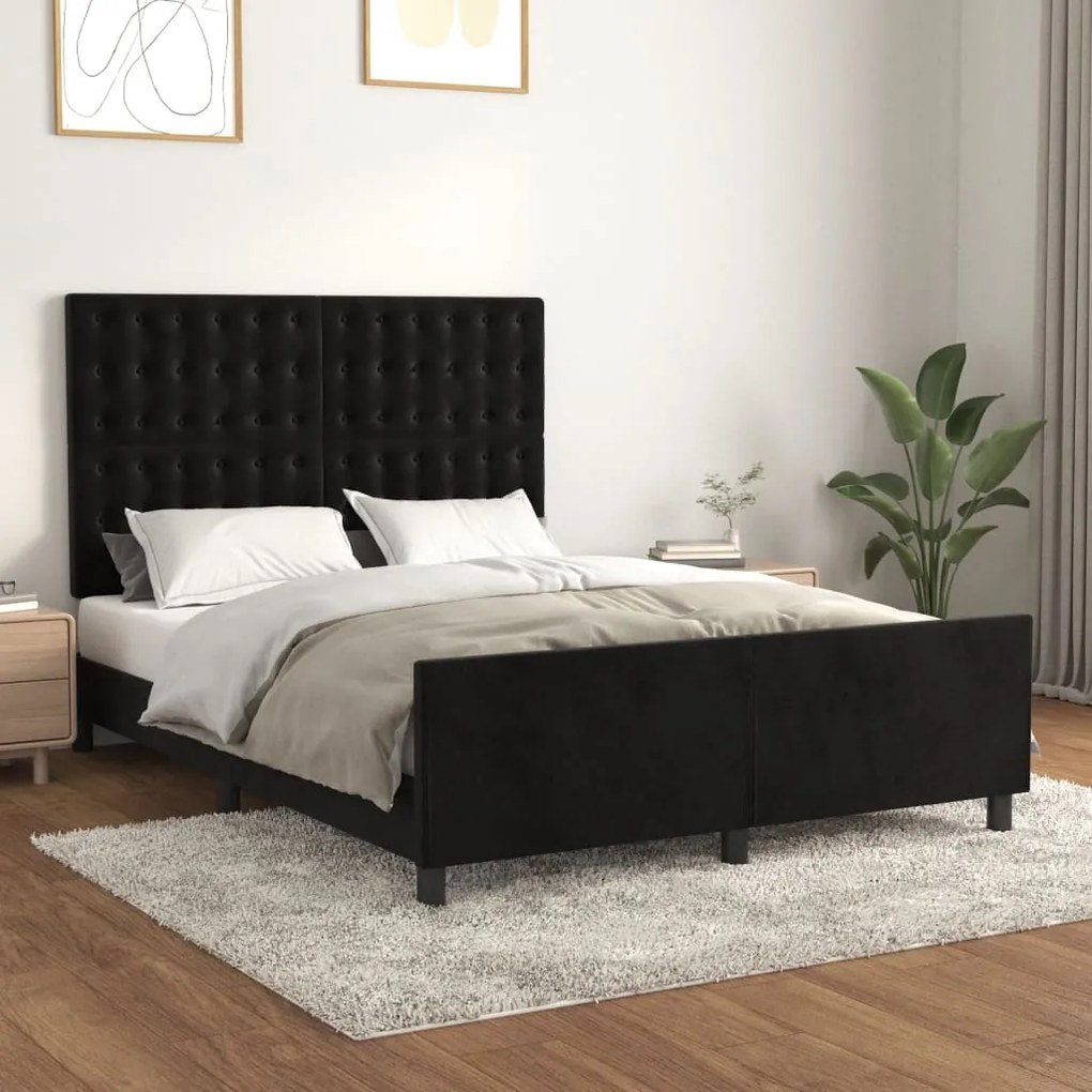 Giroletto Senza Materasso Nero 140x190 Cm İn Velluto /