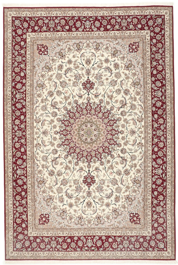 Isfahan Tappeto 260 x 370 (Iran) Annodato A Mano